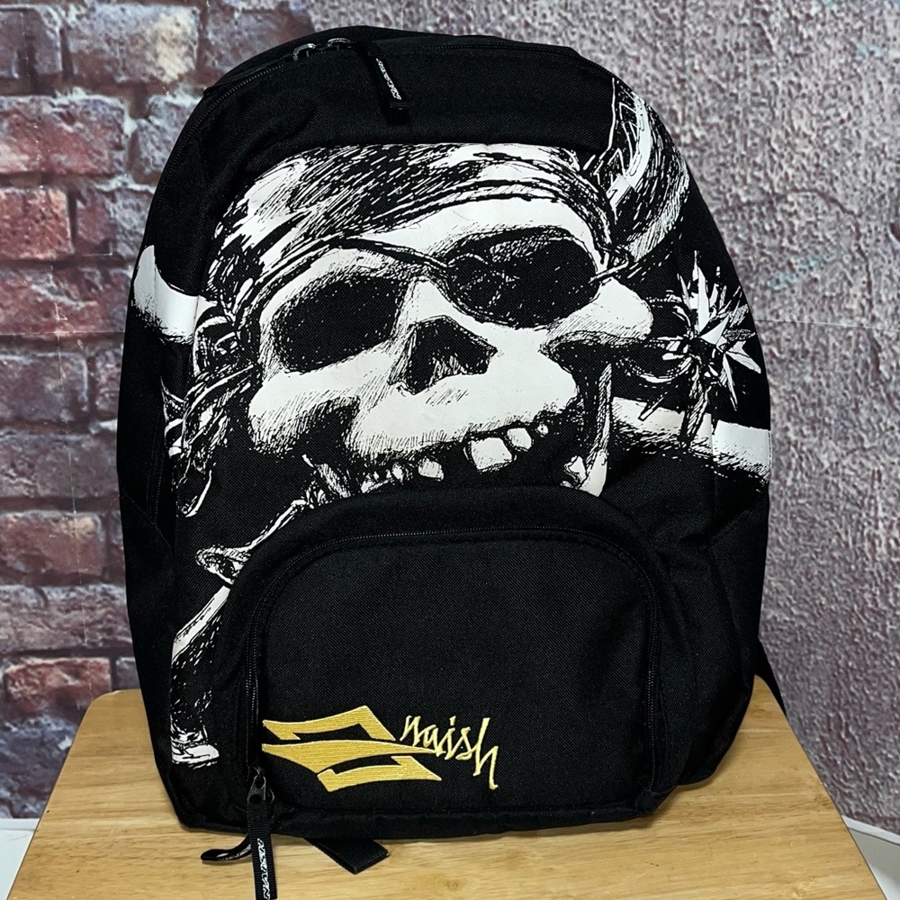 SOLD*** Naish Skull Black Canvas Backpack large 17" x 13" HTF